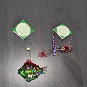Vintage Dept 56 Today's Treasures Handmade Glass  Christmas Tree Ornaments